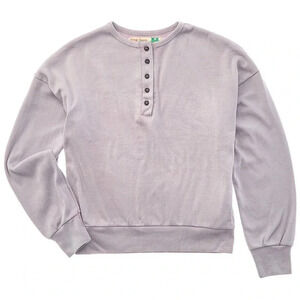 Vintage Havana Girls Button Henley Lilac Ribbed Knit & Dropped-Shoulder Medium